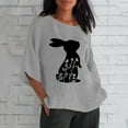 thumbnail image 1 of BOOMILK Easter T Shirts for Women Plus Size 3/4 Sleeve Crew Neck Linen Tops Loose Trendy Rabbit Bunny Graphic Tees, 1 of 5
