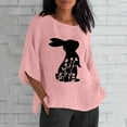 thumbnail image 1 of BOOMILK Easter T Shirts for Women Plus Size 3/4 Sleeve Crew Neck Linen Tops Loose Trendy Rabbit Bunny Graphic Tees, 1 of 5