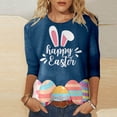 thumbnail image 1 of BOOMILK Easter T Shirts for Women Spring And Summer Casual 3/4 Sleeve Top Printed Round Neck Shirt, 1 of 4