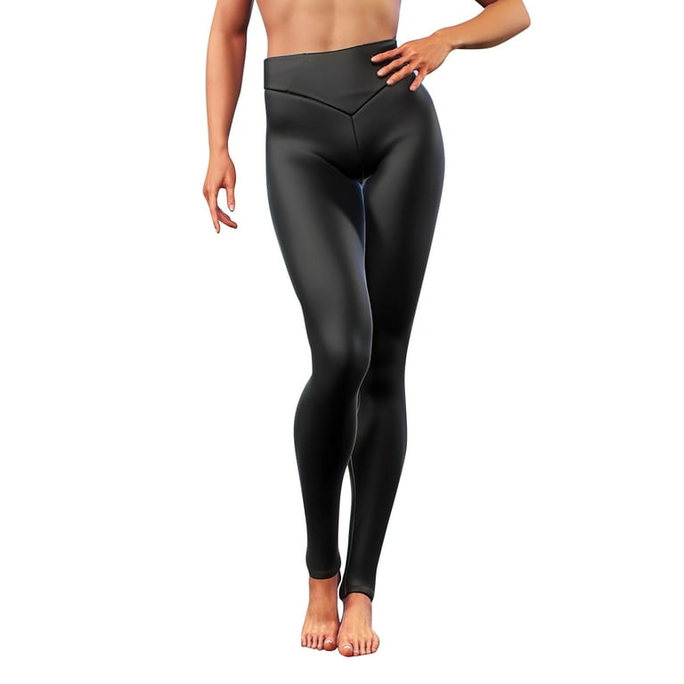 BOOMILK Faux Leather Leggings for Women Club Sexy Shiny Leather