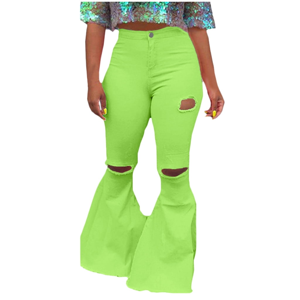 BOOMILK Flare Jeans for Women Bell Bottom Trendy Ripped Plus Size