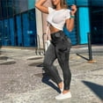 thumbnail image 1 of BOOMILK High Waisted Jeans for Women Sexy Zipper Trousers With Pockets Trendy Taper Denim Pants Black, 1 of 5