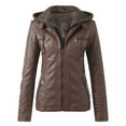 thumbnail image 1 of BOOMILK Leather Jackets for Women, Slim Hooded Zip Motorcycle Style Faux Leather Jacket Long Sleeve Outerwear Black, Size S-4XL, 1 of 6