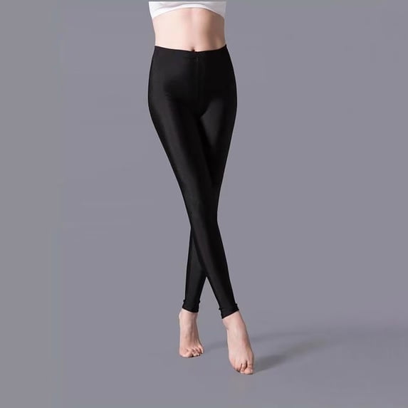 BOOMILK Leggings for Women Glossy Casual High Waisted Elastic Yoga Pants Wearing Slim Fitting 9 Point Candy Colored Leggings Black