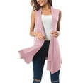 thumbnail image 1 of BOOMILK Lightweight Long Cardigans for Women Sleeveless Draped Open Front Solid Color Vest, 1 of 7