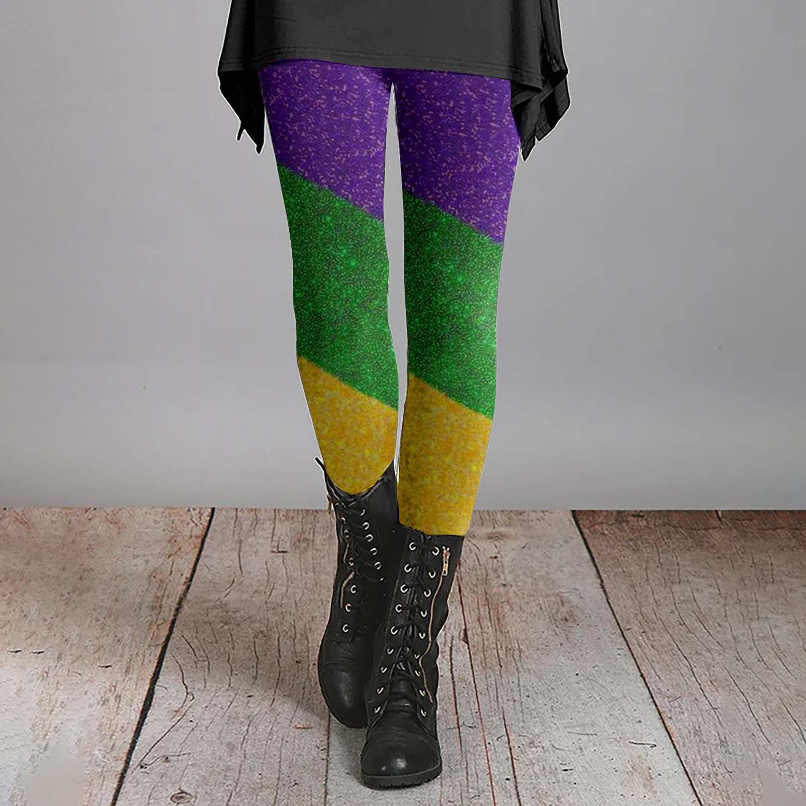 Mardi Gras Leggings - Holographic Color Block Pants– Peridot
