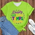 thumbnail image 1 of BOOMILK Mardi Gras Shirts for Women Casual Letter Graphic Tees V Neck Short Sleeve T-shirt Gift Summer Tops Plus Size, 1 of 5