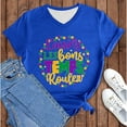 thumbnail image 1 of BOOMILK Mardi Gras Shirts for Women Casual Letter Graphic Tees V Neck Short Sleeve T-shirt Gift Summer Tops Plus Size, 1 of 5