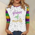 thumbnail image 1 of BOOMILK Mardi Gras Shirts for Women Plus Size Loose Fit 3/4 Sleeve Graphic Tees Round Neck Carnival Top T Shirt, 1 of 4