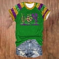 thumbnail image 1 of BOOMILK Mardi Gras Shirts for Women Sequin Print Crew Neck Color Block Short Sleeve Top Summer Graphic Tees Plus Size, 1 of 3