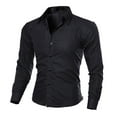 thumbnail image 1 of BOOMILK Mens Dress Shirts Formal Stretch No Wrinkle Long Sleeve Slim Fit Button Down Shirts For Wedding Party Black, 1 of 2
