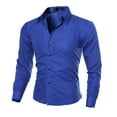 thumbnail image 1 of BOOMILK Mens Dress Shirts Formal Stretch No Wrinkle Long Sleeve Slim Fit Button Down Shirts For Wedding Party Blue, 1 of 2
