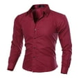 thumbnail image 1 of BOOMILK Mens Dress Shirts Formal Stretch No Wrinkle Long Sleeve Slim Fit Button Down Shirts For Wedding Party Red, 1 of 2