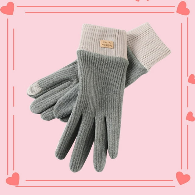 BOOMILK New Brushed Knitted Gloves Lady Jacquard Screen Gloves Keep ...