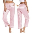 thumbnail image 1 of BOOMILK Pajama Pants for Women Sleepwear Solid Comfortable Satin Pants With Pockets, 1 of 9