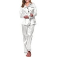 thumbnail image 1 of BOOMILK Plus Size Pajama Sets for Women 2 Piece Long Sleeve Shirt and Long Pants with Pockets Button-up Satin Sleepwear Lounge Pjs, 1 of 9