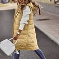 thumbnail image 1 of BOOMILK Puffer Vest Women Plus Size Solid Hooded Winter Sleeveless Down Coat Long Zip Up Jacket Warm, 1 of 9