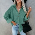 thumbnail image 1 of BOOMILK Shirts for Women Corduroy Button Down Shirt Oversized Blouses Tops Long-Sleeve Casual Warm Jacket With Pockets Green, 1 of 7