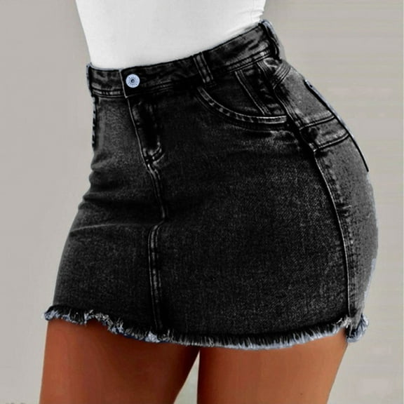 BOOMILK Skirts For Women Fashion Summer Short Jeans Denim Female Pockets Wash Denim Mini Skirts