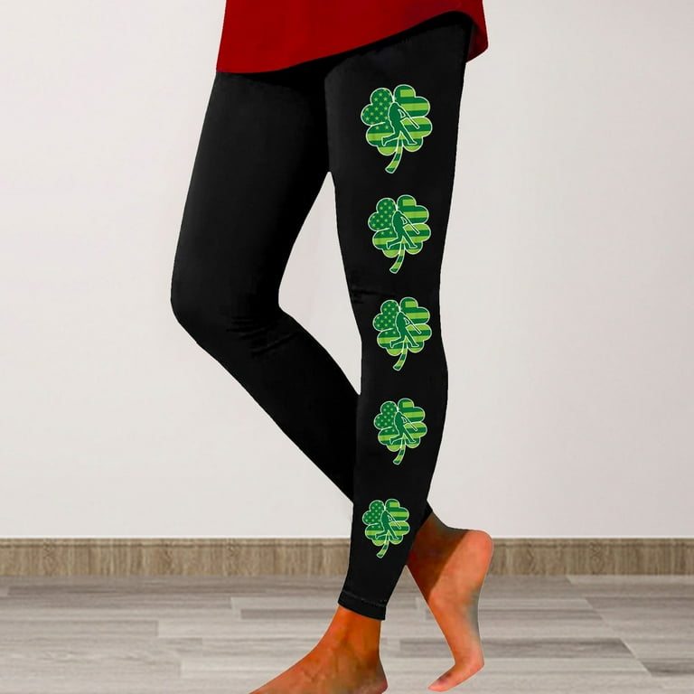 BOOMILK Patrick's Day Leggings for Women Trendy Shamrock Print