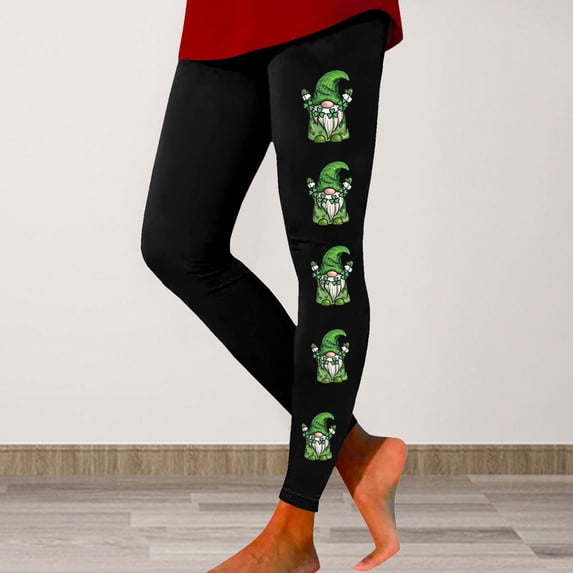 BOOMILK St. Patrick's Day Leggings for Women Trendy Shamrock Print High Waisted Stretch Legging Plus Size Workout Yoga Pants