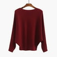 thumbnail image 1 of BOOMILK Sweaters for Women Trendy One-Neck Bat Sleeve Long-Sleeve Knit Sweater Pullover Fall Winter Red, 1 of 3