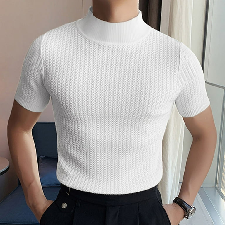 Mens mock turtleneck tee shirts short sleeve uk clearance