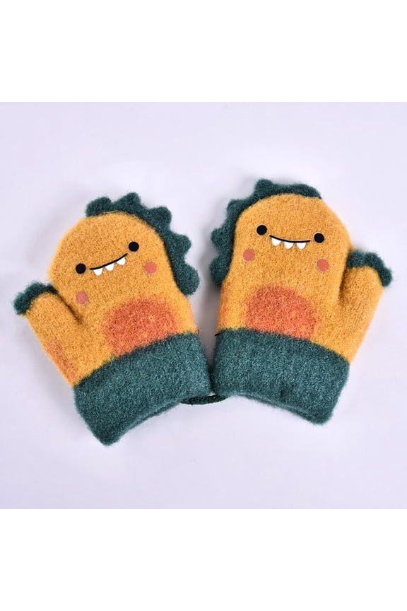 Toddler Mittens Winter Gloves Toddler Snow Cartoon Gloves For Kids Baby Winter Mittens For Girls Boys Yellow