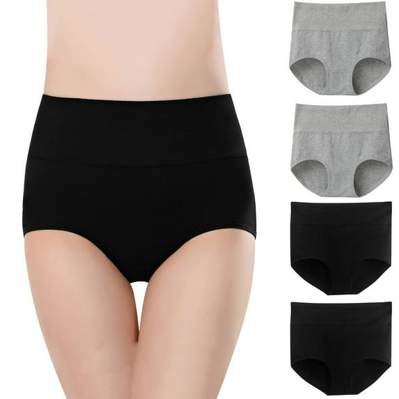 BOOMILK Underwear for Women High Waisted Cotton Stretch Briefs Soft Full Coverage Panties 4P