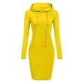 thumbnail image 1 of BOOMILK Winter Dresses for Women Solid Drawstring Hooded Long Sleeve Sweatshirt Dress With Pocket Slim Long Hoodies Yellow, 1 of 4
