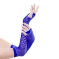 thumbnail image 1 of BOOMILK Women Mid Length Fishnet Fingerless Gloves Hollow Out Mesh Punk Party Gloves Blue, 1 of 2