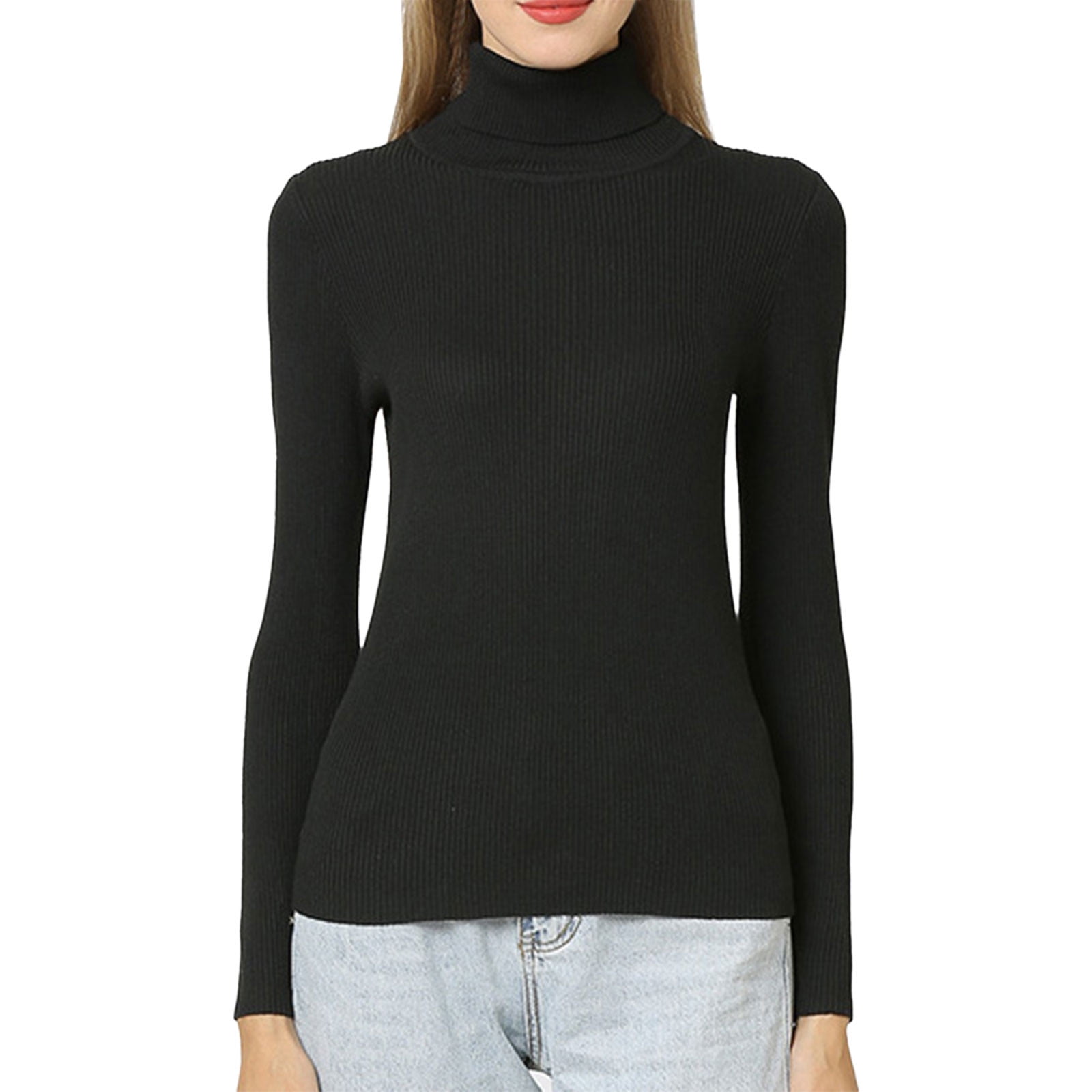Women's Knit Slim Fit Ribbed Long Sleeve Turtleneck Sweater