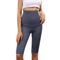 thumbnail image 1 of BOOMILK Womens Maternity Leggings High Waisted Stretch Over The Belly Pregnancy Yoga Pants Activewear Slim Knee Length Shorts Blue, 1 of 8