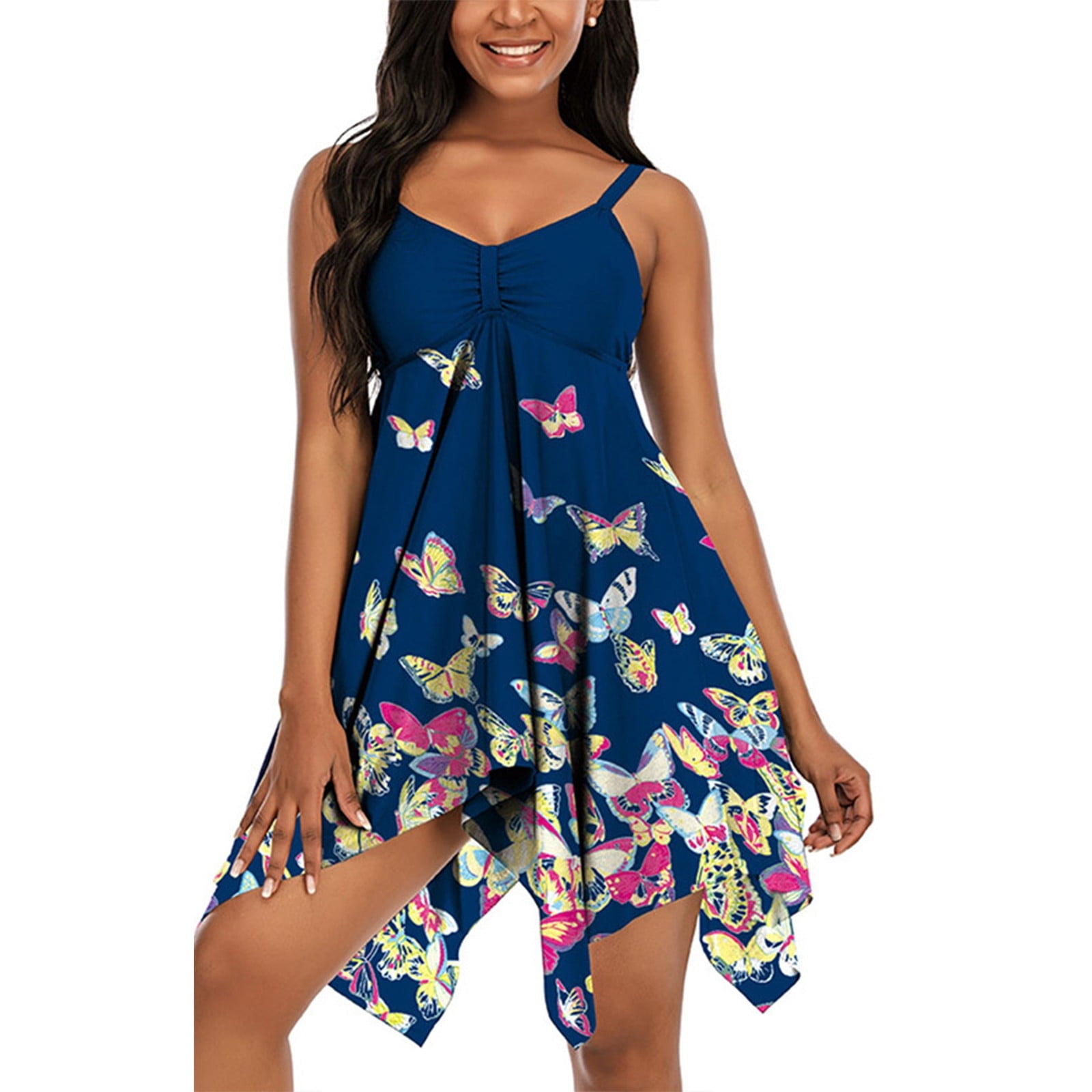 Summer Splash Floral Adjustable Tank Swim Dress One Piece (Plus Size) - Final Sale main image 1