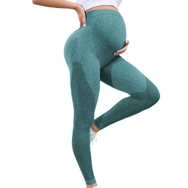 BOOMILK Yoga Pants for Women Maternity Clothing High Waisted Slim Elastic Workout Leggings Blue