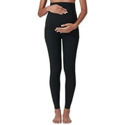 BOOMILK Yoga Pants for Women Maternity Workout Leggings Pregnancy Activewear Athletic Soft High Waisted Leggings With Pockets Black