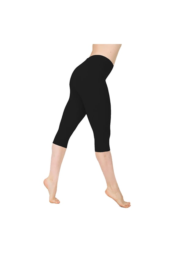 Yoga Pants for Women Plus Size Slim Fit Elastic High Waisted Yoga Cropped Leggings Workout Biker Skinny Capris Black