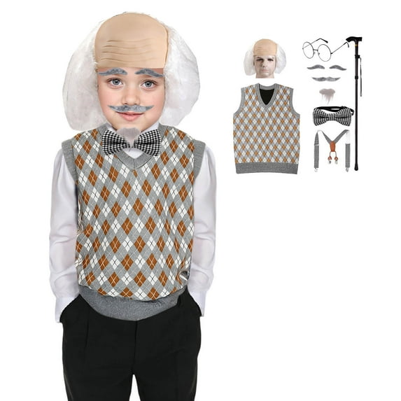 BOOMNY 100 Days Of School Grandpa Set Grandpa Dress Up Children Old Fancy Outfit Boys Girls For Carnival Party Funny Childrens Outfit Set