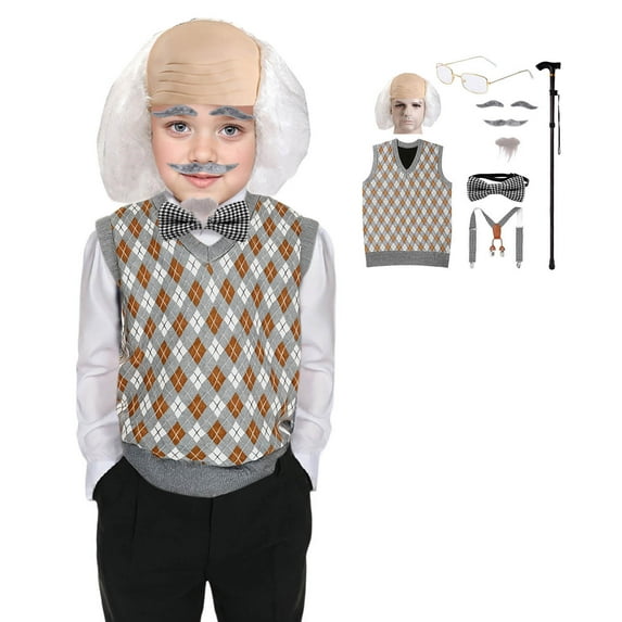 BOOMNY 100 Days Of School Grandpa Set Grandpa Dress Up Children Old Fancy Outfit Boys Girls For Carnival Party Funny Childrens Outfit Set