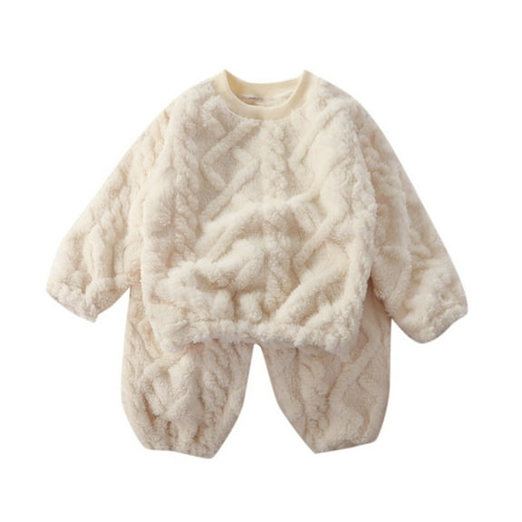 BOOMNY 2 Piece Toddler Baby Kids Boys Girls Winter Pyjama Set Warm Flannel Sleepwear Set Tops Pants Outfits Soft Pyjamas Outfits Cozy Pajamas