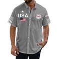 thumbnail image 1 of CONZONE 250 Anniversary Usa Mens Buttons Down Shirts Short Sleeve Independence Day Shirts for Men Trendy Patriotic Usa Letter Graphic Lapel Soft Lightweight Tops, 1 of 5