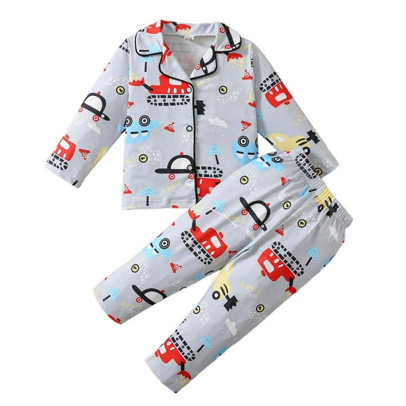 BOOMNY Autumn Pajamas Set For Boys Long Sleeve Cartoon Dinosaur Prints Pajama Tops Pants 2 Peice Sleepwear Set For Boys Cozy Loungewear