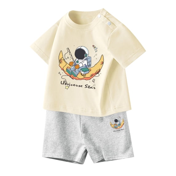 BOOMNY Baby Boys 2 Peice Pajamas Sets Cartoon Car Graphic Short Sleeve Sleepwear Tops Shorts Pjs Set for Kids Cozy Loungewear Homewear