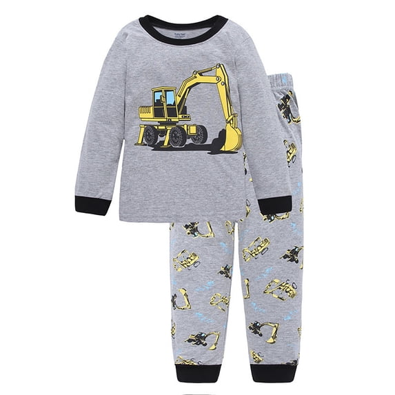 BOOMNY Baby Boys 2 Peice Pajamas Sets Cartoon Graphic Long Sleeve Sleepwear Tops Pants Pjs Set for Kids Cozy Loungewear Homewear