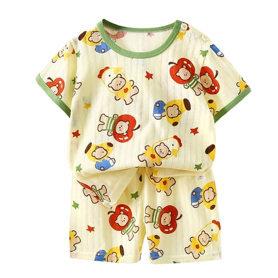BOOMNY Baby Boys 2 Peice Pajamas Sets Cartoon Graphic Short Sleeve Sleepwear Tops Shorts Pjs Set for Kids Cozy Loungewear Homewear