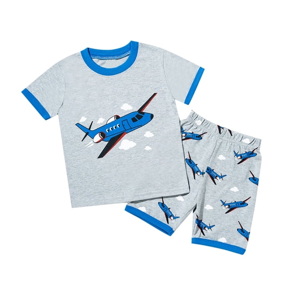 BOOMNY Baby Boys 2 Peice Pajamas Sets Cartoon Short Sleeve Sleepwear Tops Shorts Pjs Set for Kids Cozy Loungewear Homewear