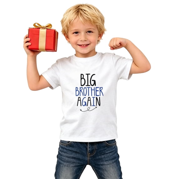 BOOMNY Baby Boys Short Sleeve T-Shirts Crew Neck Big Bro Letter Graphic Tee Tops for Boy Soft Dailywear
