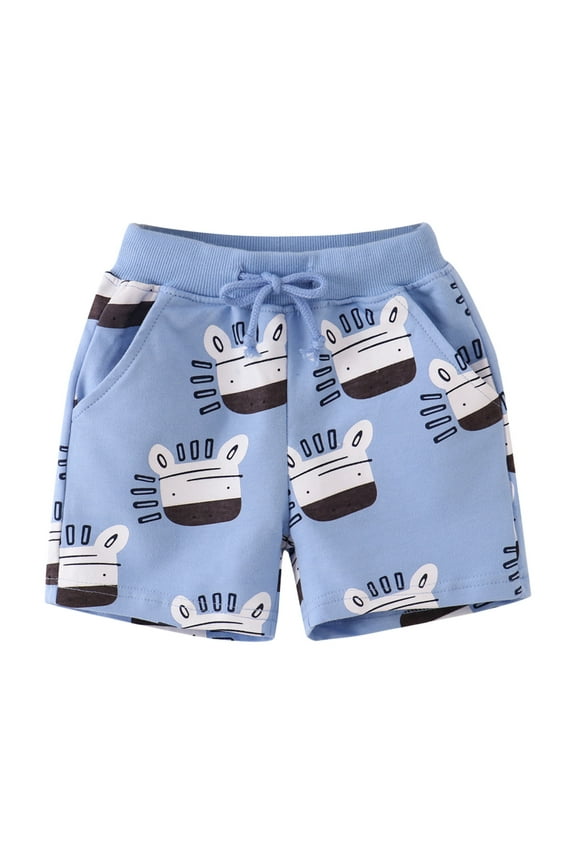 Baby Boys Shorts Elastic Waist Drawstring Shorts for Kids Cartoon Graphic Childrens Summer Shorts With Pocket