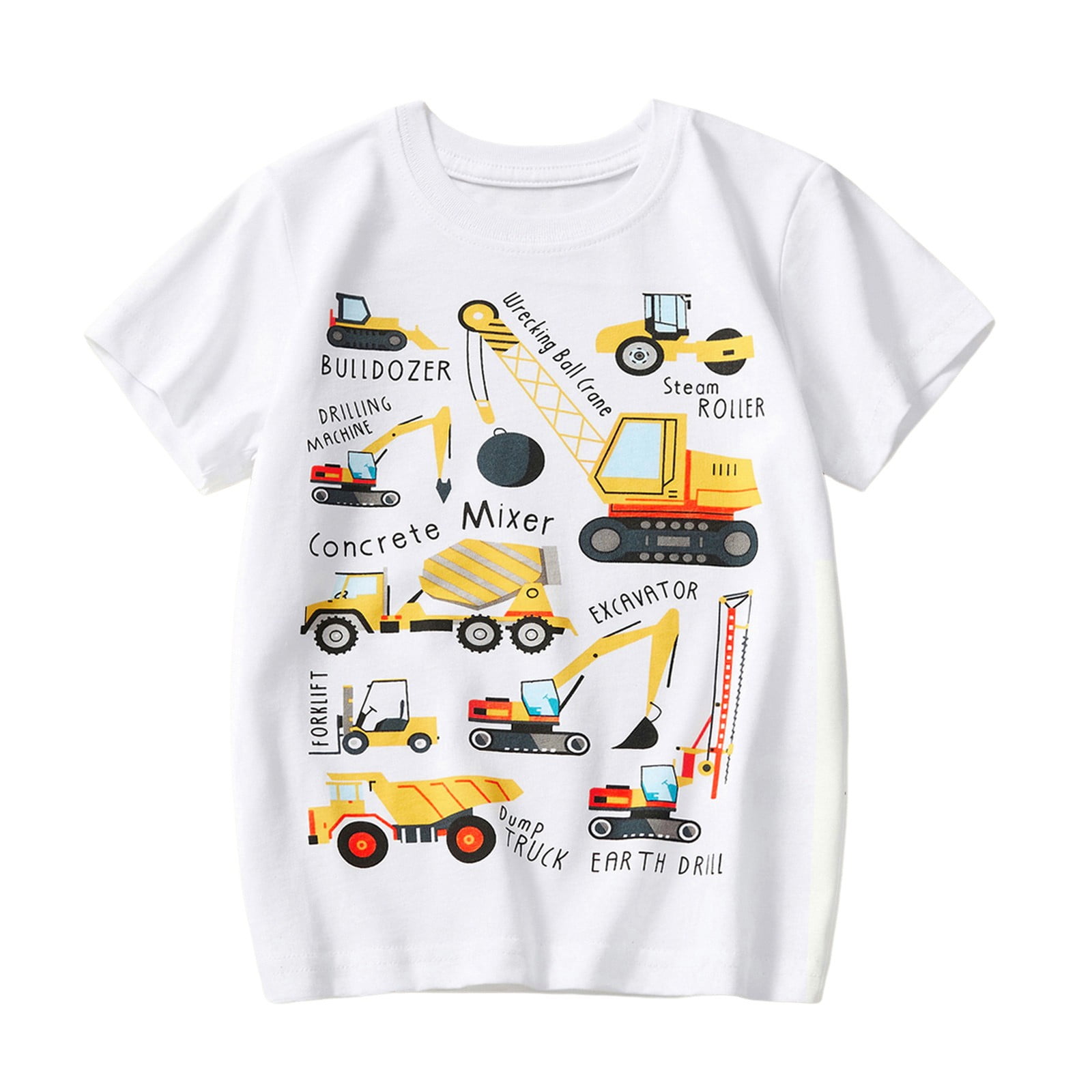 Baby Boy Cartoon Excavator Pattern Long Sleeve Cotton Shirt