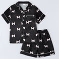thumbnail image 1 of BOOMNY Baby Girls 2 Peice Pajamas Sets Bowknot Graphic Short Sleeve Buttons Sleepwear Tops Shorts Pjs Set for Kids Cozy Loungewear Homewear, 1 of 3